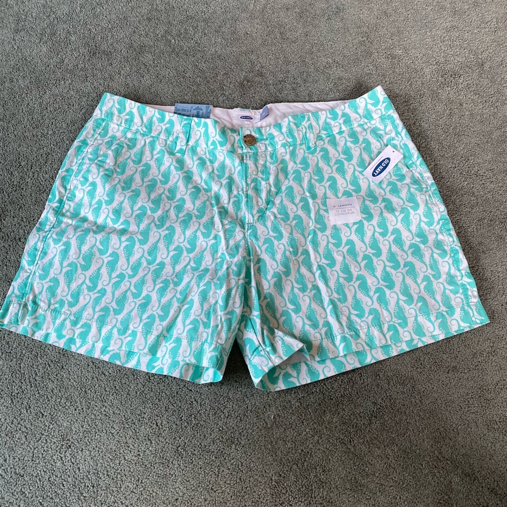 Ladies Old Navy Teal with Seahorses Shorts NEW